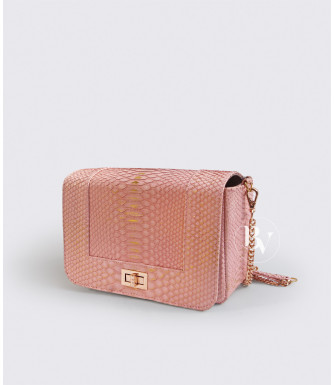 Dalila Genuine python leather bag in pink gold + 40 colors