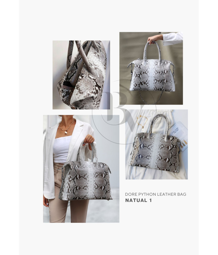 Dore Genuine Python leather tote bag in natural color + 30 colors