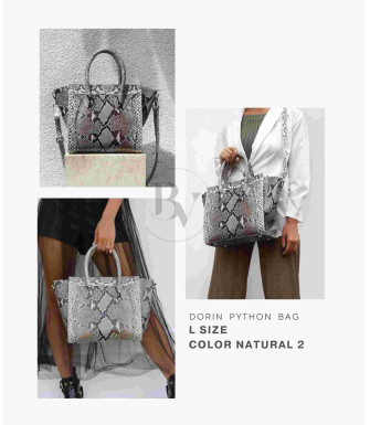 Dorin Genuine python leather bag in natural2