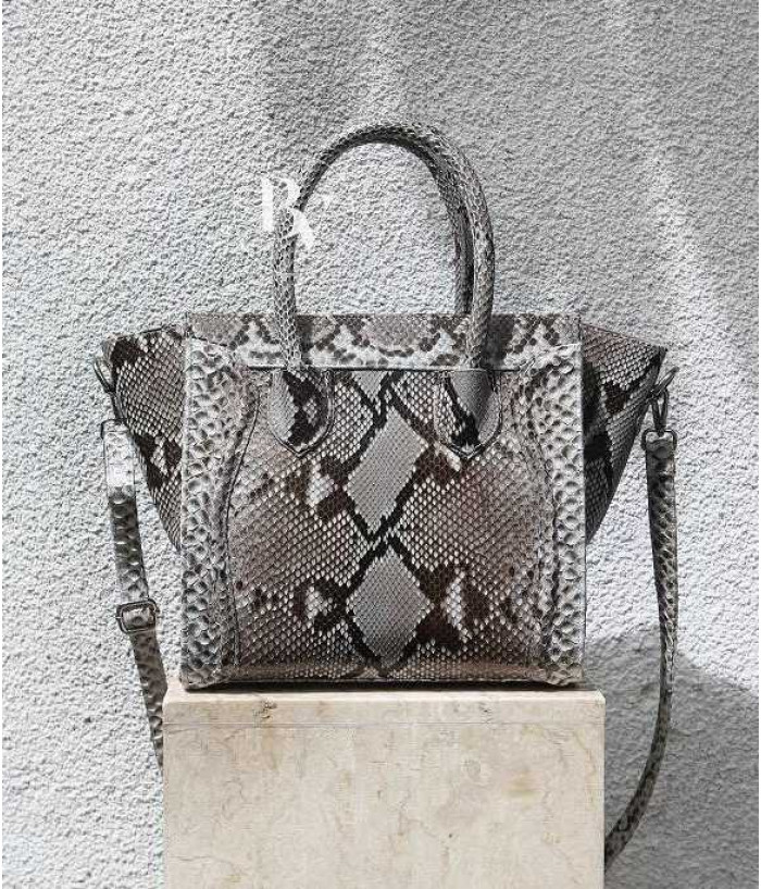 Dorin Genuine python leather bag in natural2