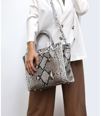 Dorin Genuine python leather bag in natural2