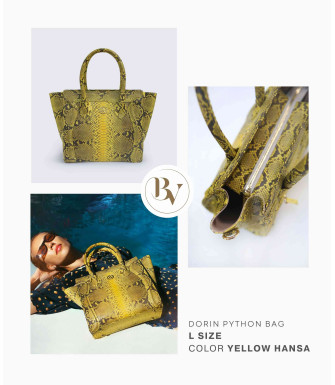 Dorin Genuine python leather bag in yellow hansa