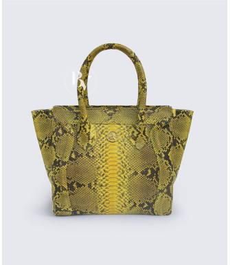 Dorin Genuine python leather bag in yellow hansa