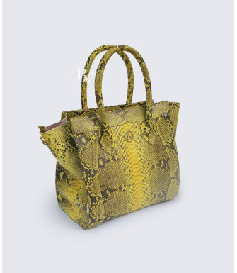 Dorin Genuine python leather bag in yellow hansa