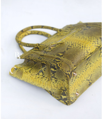 Dorin Genuine python leather bag in yellow hansa