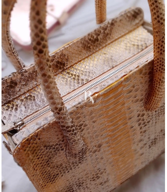 Elen Genuine python leather bag in rose gold + 40 colors