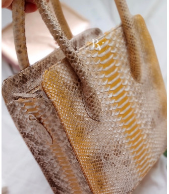 Elen Genuine python leather bag in rose gold + 40 colors