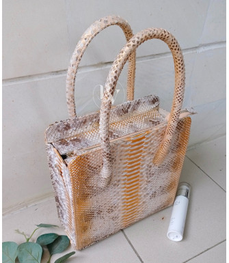 Elen Genuine python leather bag in rose gold + 40 colors