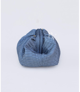 Ermano Genuine python leather bag in blue powder