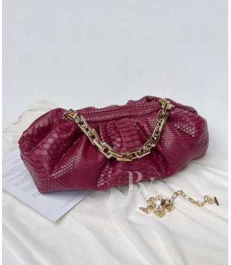 Ermano Genuine python leather bag in burgundy + 40 colors