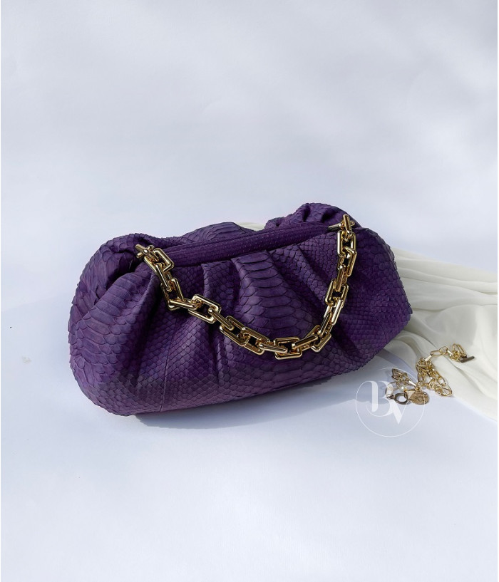 Ermano Genuine python leather bag in purple plum