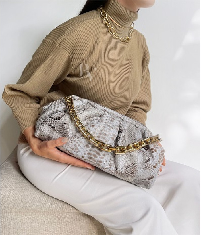 Ermano Genuine python leather bag in white