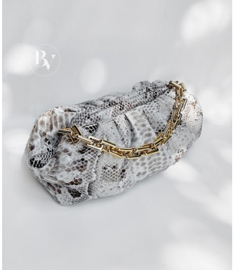 Ermano Genuine python leather bag in white