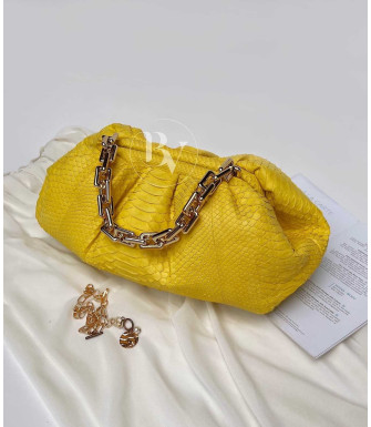 Ermano Genuine python leather bag in yellow