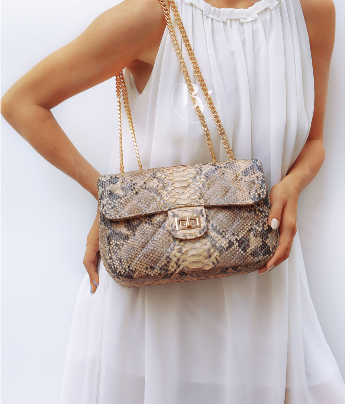 Felicia Genuine python leather bag in beige + 40 colors