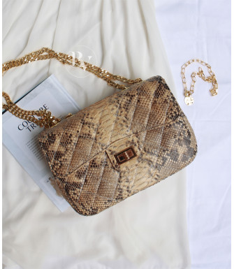 Felicia Genuine python leather bag in beige + 40 colors