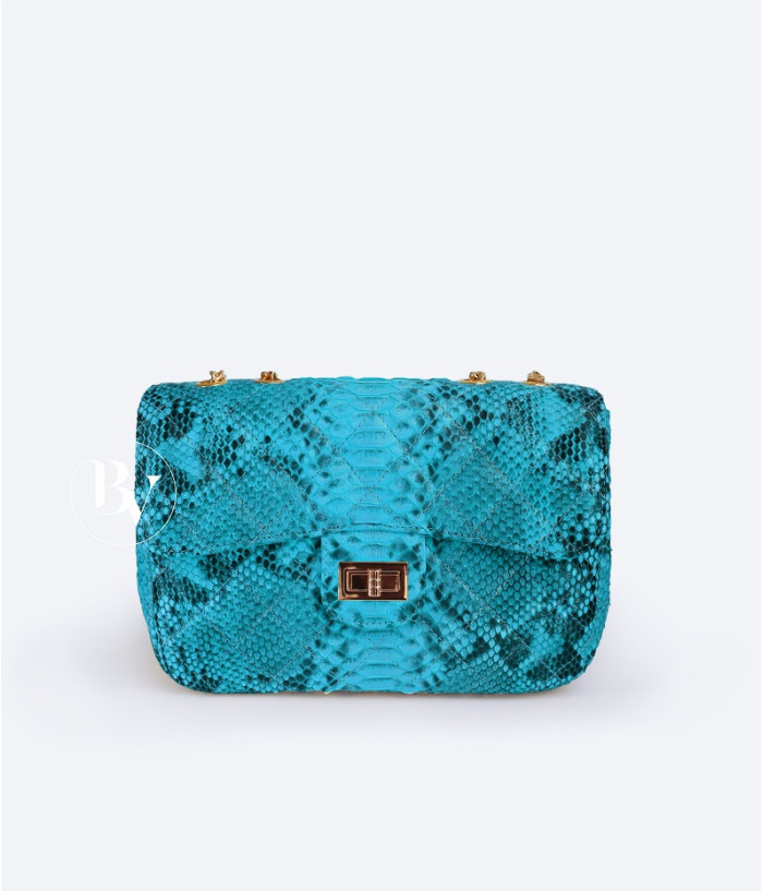 Felicia Genuine python leather bag in blue + 40 colors