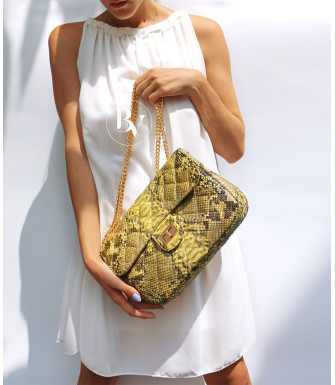 Felicia Genuine python leather bag in beige + 40 colors