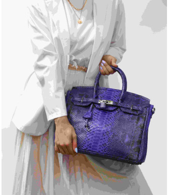 Jadi Genuine python leather bag in blue powder + 40 colors