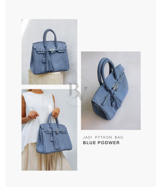 Jadi Genuine python leather bag in blue powder + 40 colors