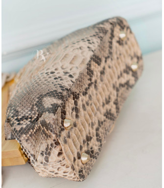 Kenza Genuine python leather bag in beige tan + 40 colors