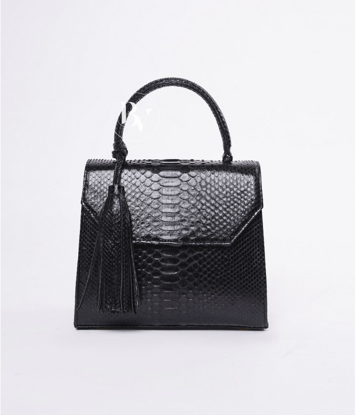 Kiama Genuine python leather bag in black glossy + 40 colors