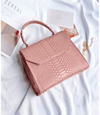 Kiama Genuine python leather bag in pink dusty + 40 colors