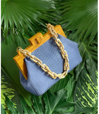 Kinaya Genuine Python leather bag in blue powder + 40 colors