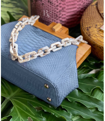 Kinaya Genuine Python leather bag in blue powder + 40 colors