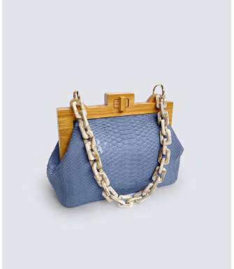 Kinaya Genuine Python leather bag in blue powder + 40 colors