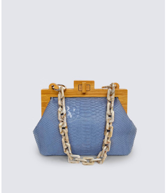 Kinaya Genuine Python leather bag in blue powder + 40 colors