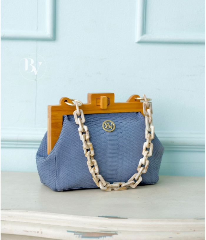 Kinaya Genuine Python leather bag in blue powder + 40 colors