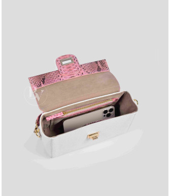 Kito Genuine python leather bag in pink orchid