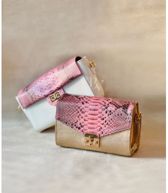 Kito Genuine python leather bag in pink orchid