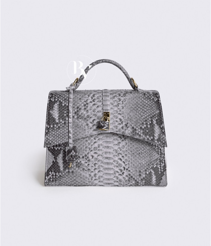 Patrizia Genuine python leather bag in grey + 40 colors