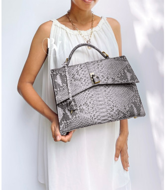 Patrizia Genuine python leather bag in grey + 40 colors