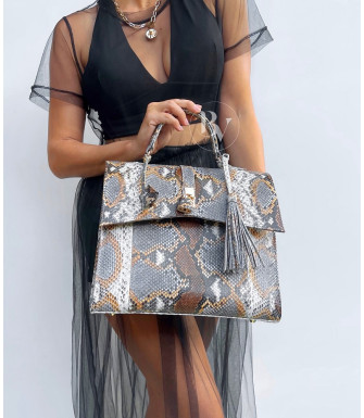 Patrizia Genuine python leather bag in grey + 40 colors