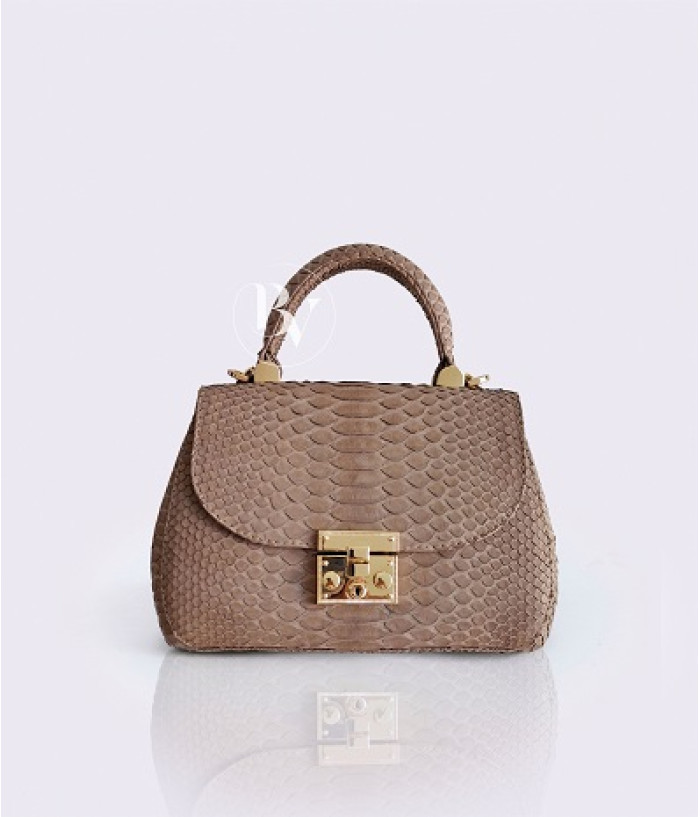 Pesha Genuine python leather bag  in beige + 40 colors