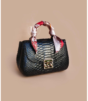 Pesha Genuine Python leather bag  in black glossy + 40 colors