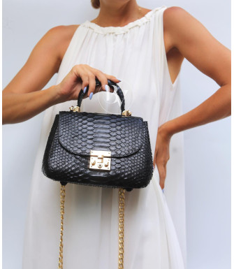 Pesha Genuine Python leather bag  in black matte + 40 colors