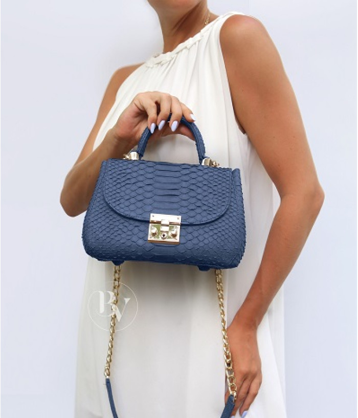 Pesha Genuine Python leather bag  in blue + 40 colors