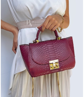 Pesha Genuine Python leather bag  in burgundy + 40 colors