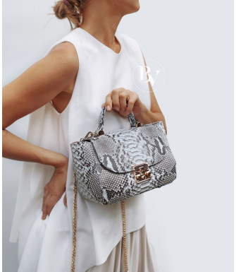 Pesha Genuine Python leather bag  in white ash + 40 colors