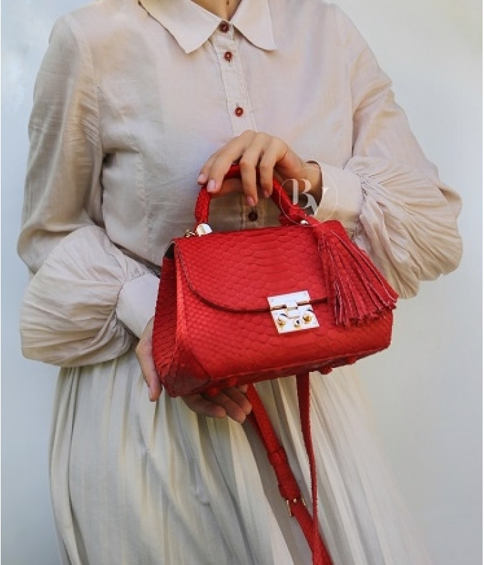 Pesha Genuine Python leather bag  in red + 40 colors