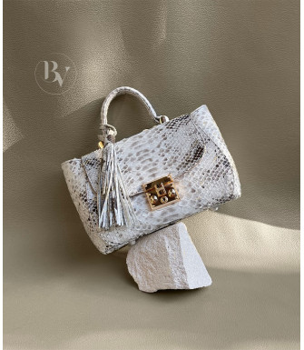 Pesha Genuine Python leather bag  in white ash + 40 colors