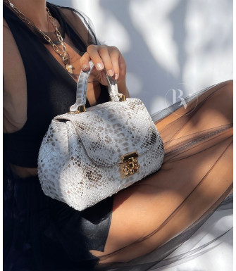 Pesha Genuine Python leather bag  in white ash + 40 colors