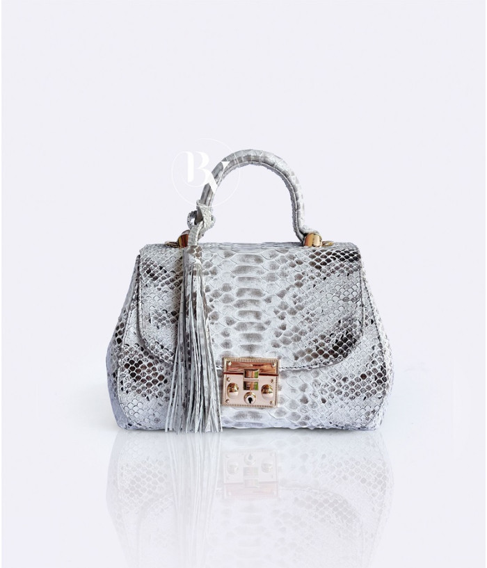 Pesha Genuine Python leather bag  in white ash + 40 colors