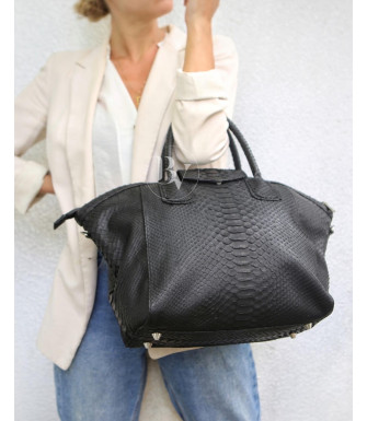 Tagi Genuine Python leather tote bag in black + 40 colors