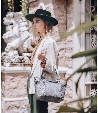 Tove Genuine Python leather bag in grey + 40 colors