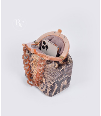 Clau Genuine Python leather bag in beige + 40 colors